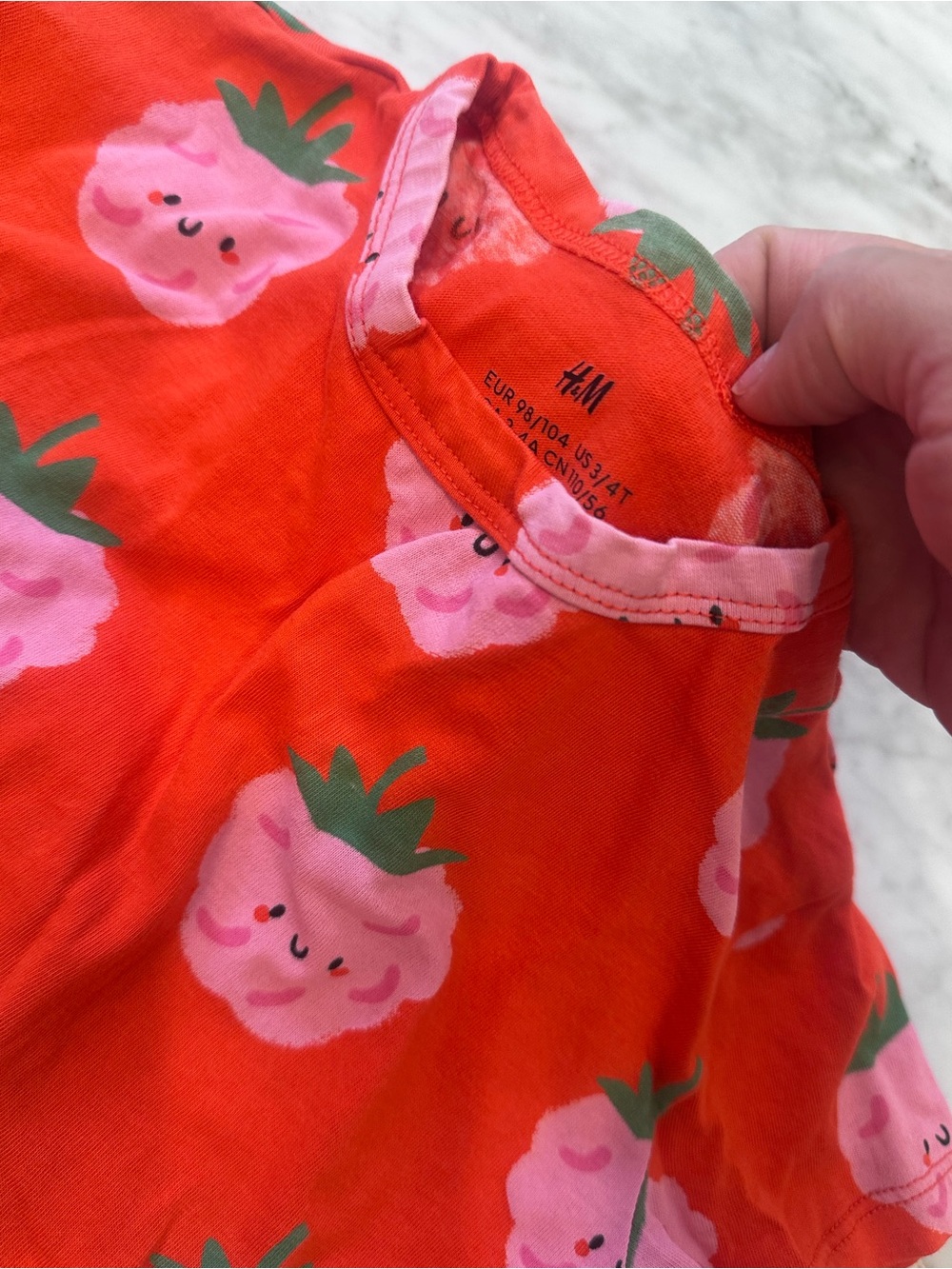 H&M Red Tee with Pink Raspberry Print - Picture 2 of 3